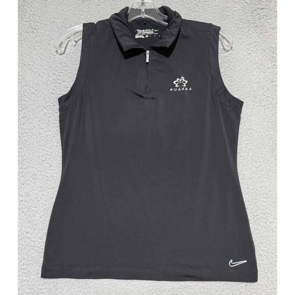 Nike Dri-Fit Tour Performance 1/4 Zip Black vest Womens Medium Puakea logo